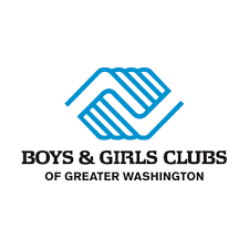 Logo of Boys & Girls Clubs of Greater Washington, featuring a stylized blue handshake graphic above the organization's name in bold black text.